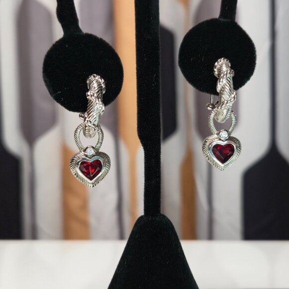 Judith Ripka Earrings 3 Sets Gemstone Charms Garnet Pearl Smoky Quartz NIB - Picture 2 of 9